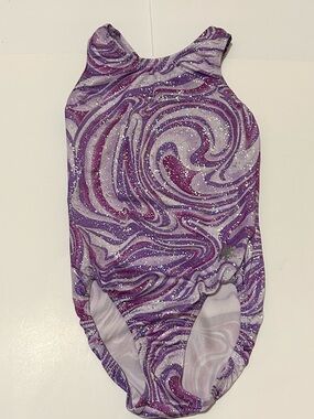 Snowflake Designs Purple Swirl Glitter Gymnastics Leotard